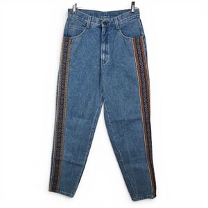 Vivaldi Jeanswear Womens Vintage 90s High Rise Embroidered Side Stripe‎ Jeans 10